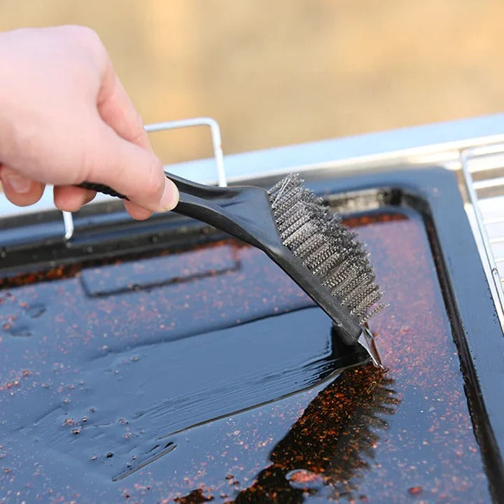 Cepillo de limpieza para barbacoa de metal resistente