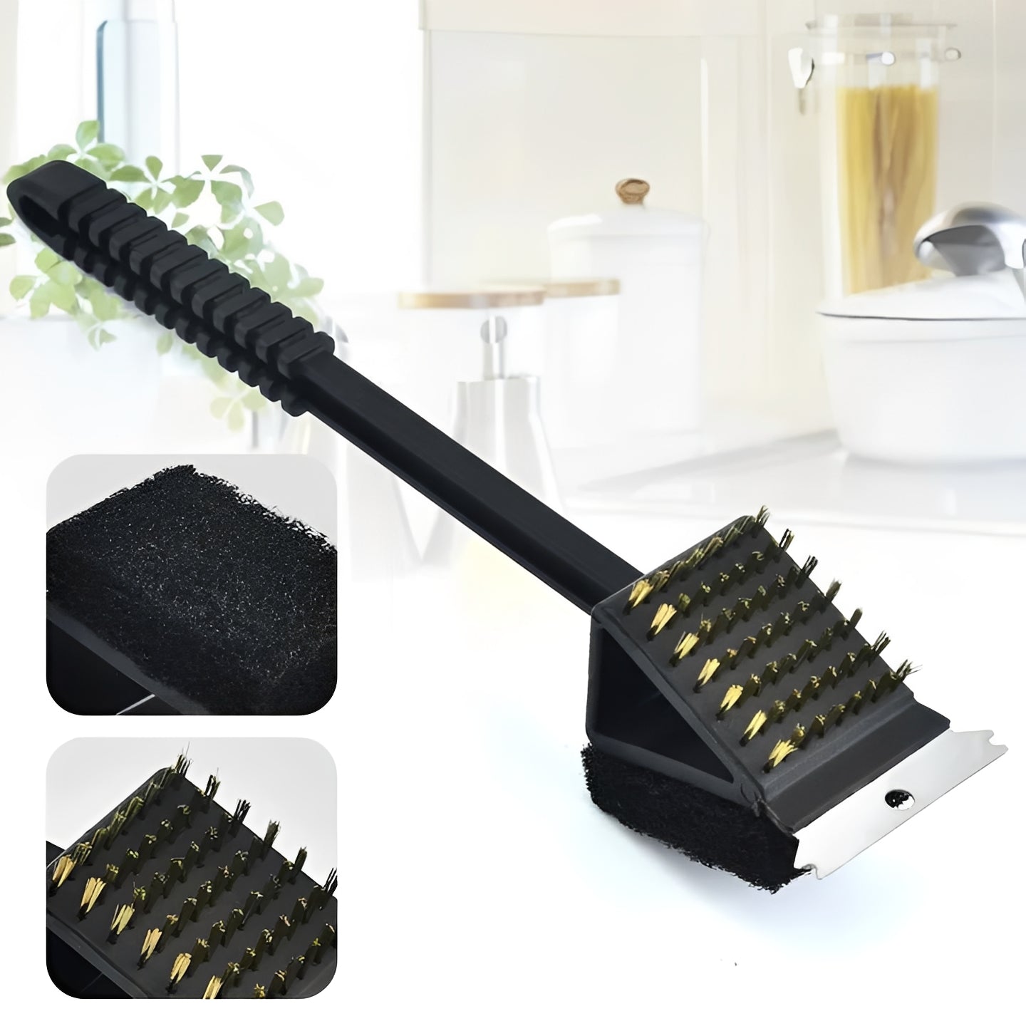 Kit de herramientas de limpieza de parrilla con raspador y esponja