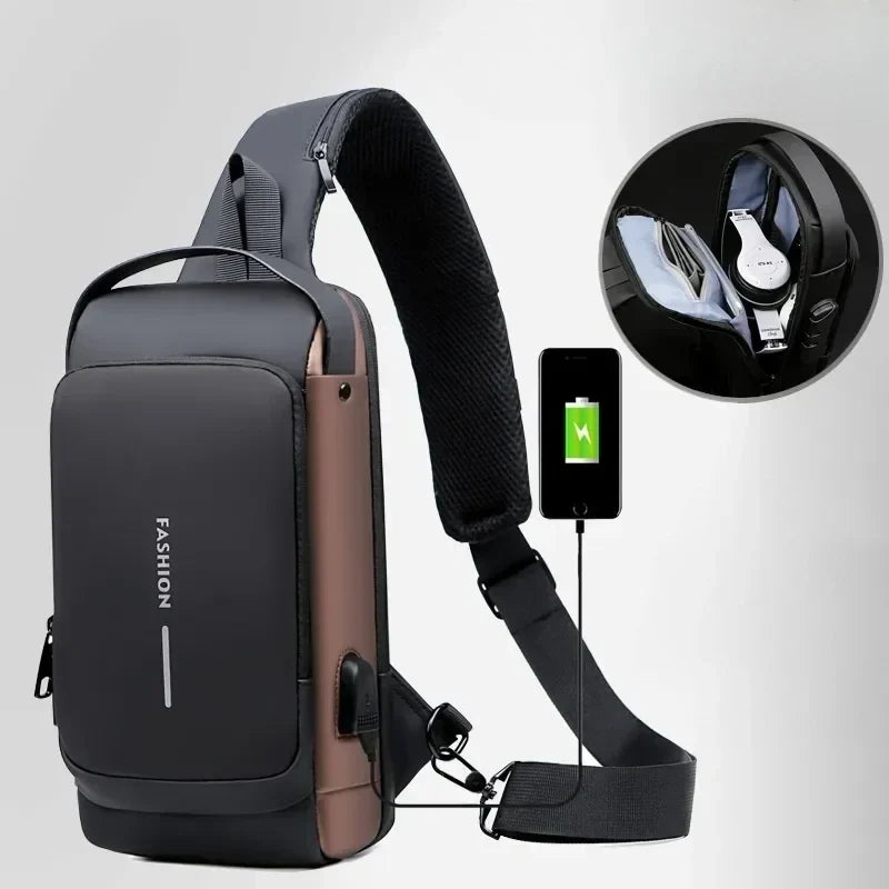 Compact Sling Bag with Combination Lock for Men and Women Crossbody Security Chest Pack for Travel Commute Outdoors