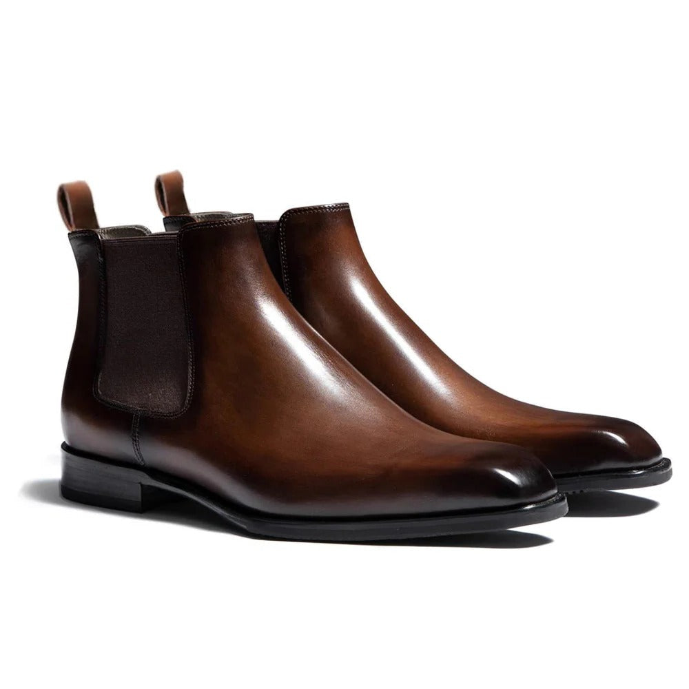 Botines Chelsea marrones con elástico lateral para hombre