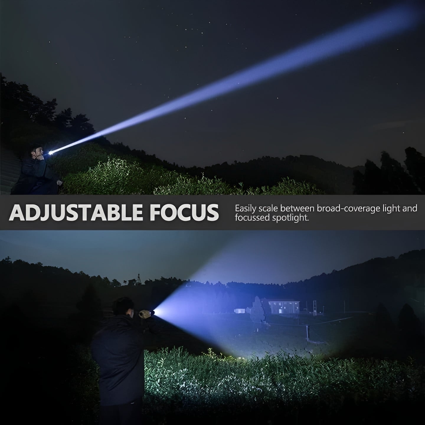 Linterna LED portátil con luz brillante focalizable