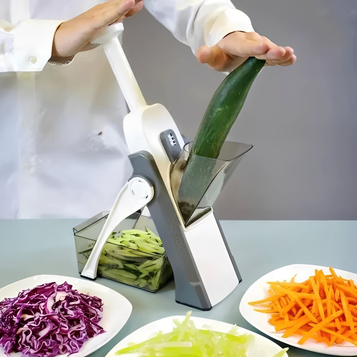 Picadora de verduras fácil de usar con recipiente