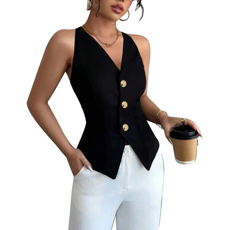 Chaleco a la moda para mujer con estilo entallado