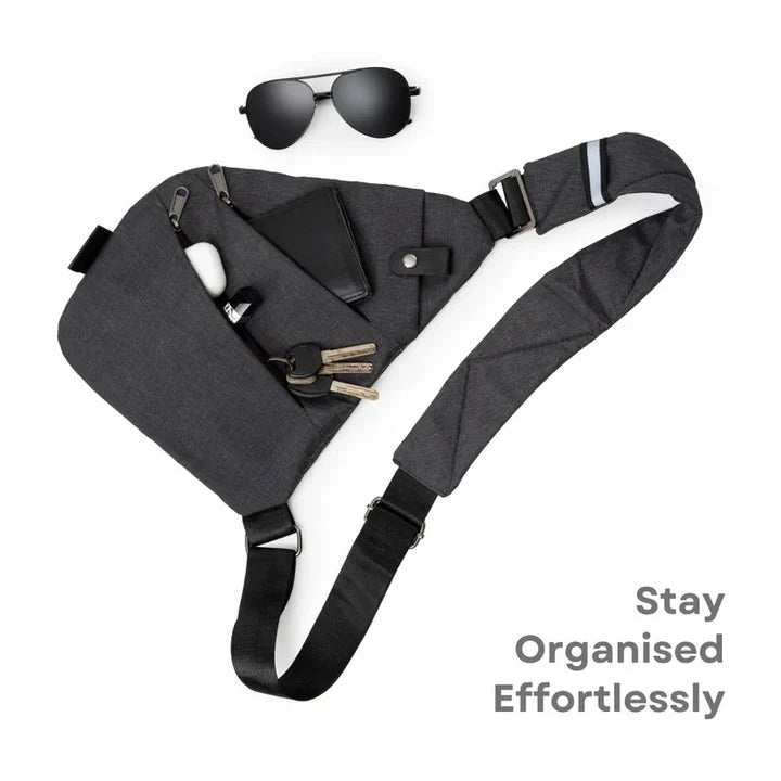 Bolso cruzado impermeable tipo bandolera con cremalleras seguras y correa ajustable