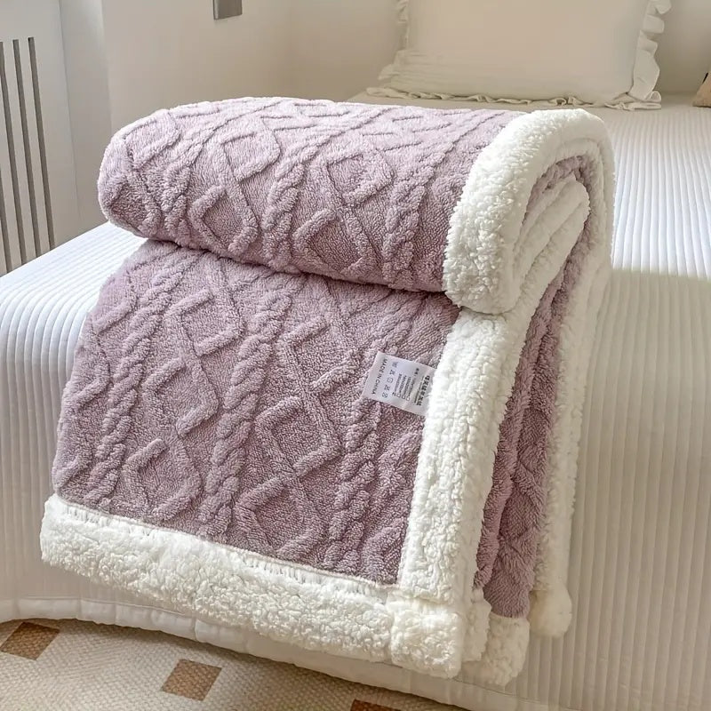 Reversible Sherpa Fleece Throw Blanket Plush Tufted Double-Sided for Couch Bed Sofa All-Season Warmth Bedroom Living Room Décor