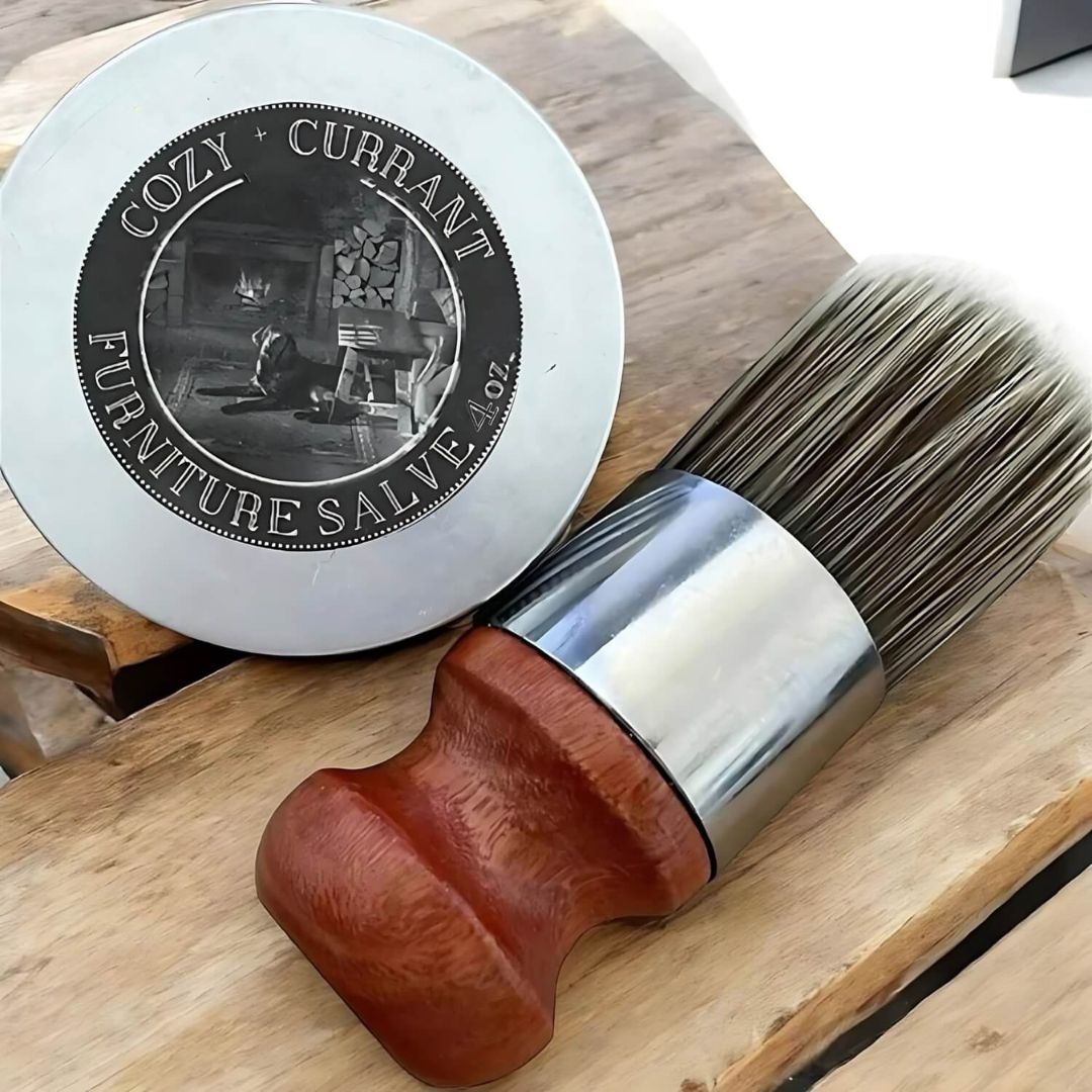 Natural Wax Leather Conditioner Balm with Wooden Applicator Brush for Furniture Upholstery Car Seats Jackets Bags Restores Shine Softens Hid