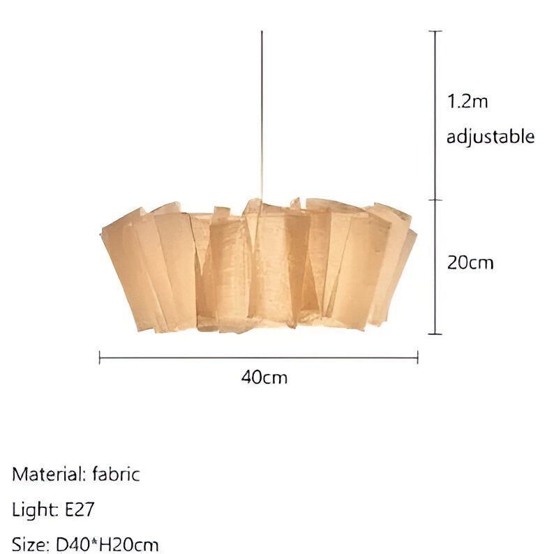 Lámpara de techo colgante con pantalla de tela plisada de 16 pulgadas, color crema cálido, para comedor, isla de cocina, estilo minimalista moderno escandinavo japonés, iluminación ambiental