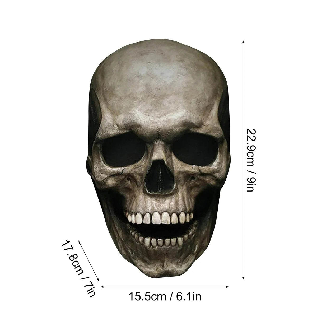 Articulated Jaw Skeleton Head Cover – Full-Head Horror Costume Piece with Motion-Activated Bone Mask for Adults Halloween Cosplay Parties