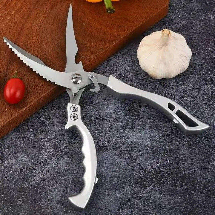 Heavy-Duty Kitchen Shears with Fish Scaler & Safety Lock – Ultra-Sharp Stainless Steel Poultry Scissors for Meat, Chicken, Vegetables &
