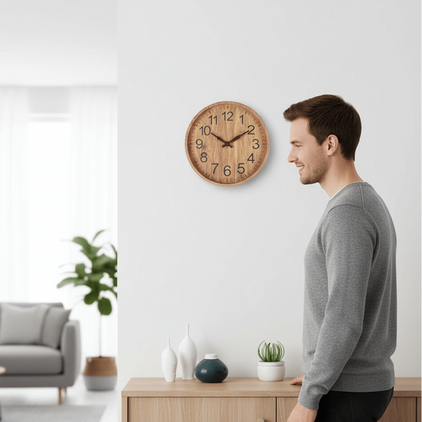 ECHO TIME – Reloj de pared de madera moderno con movimiento silencioso y diseño natural minimalista para una decoración del hogar elegante
