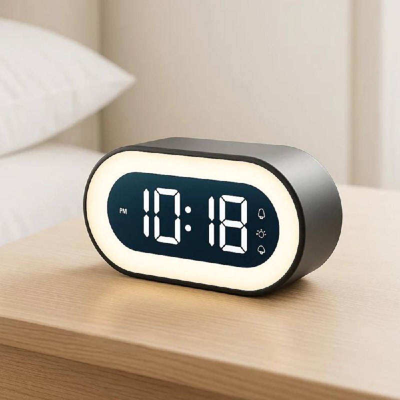 Reloj despertador inteligente con LED, atenuador y función de repetición