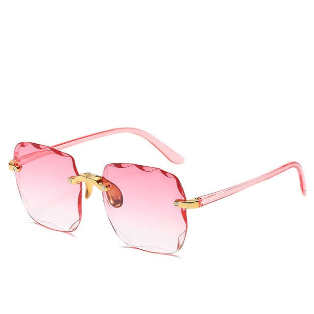 Rimless Rectangle Sunglasses with UV400 Protection – Lightweight Vintage Eyewear for Women & Men