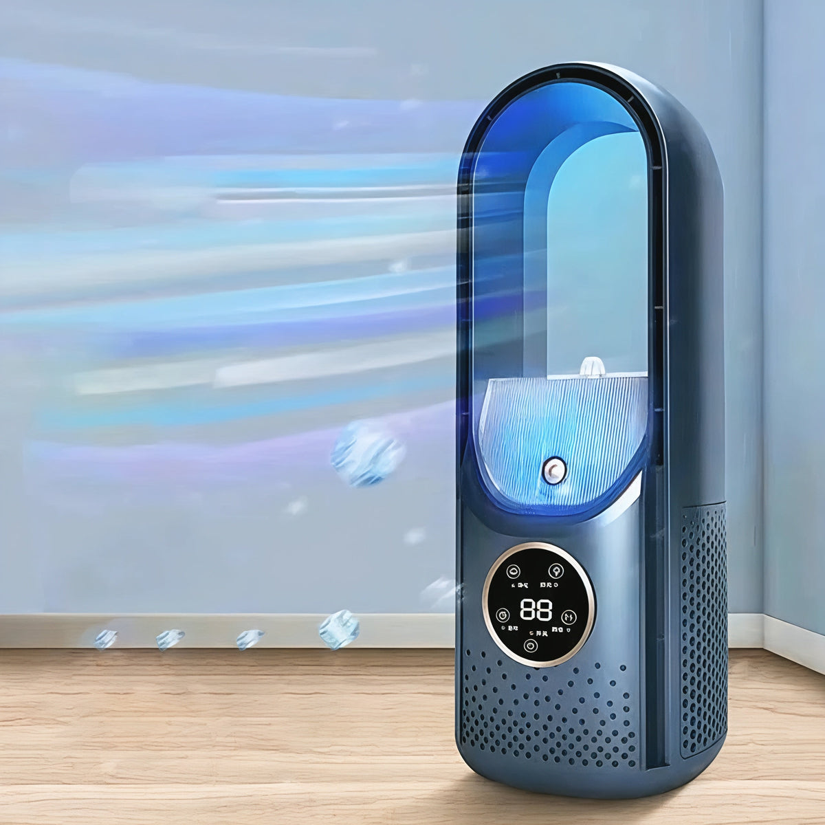 Compact Tower Fan Bladeless Design Whisper Quiet Portable USB Powered Air Circulator Cooler for Bedroom Office Desktop Home Cooling Energy E