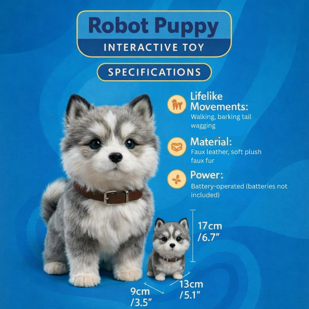 Juguete de perro robot interactivo | Cachorro que camina y mueve la cola | El compañero perfecto para niños
