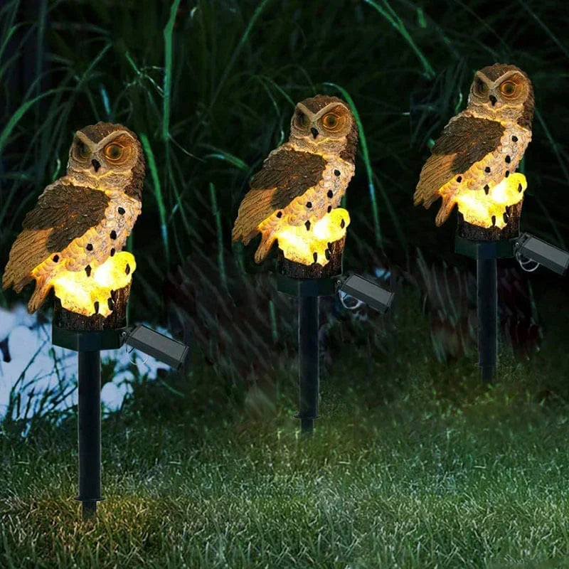 Solar-Powered Decorative Owl Pathway Stake Light for Garden, Patio & Yard with Auto On/Off LED Warm Glow