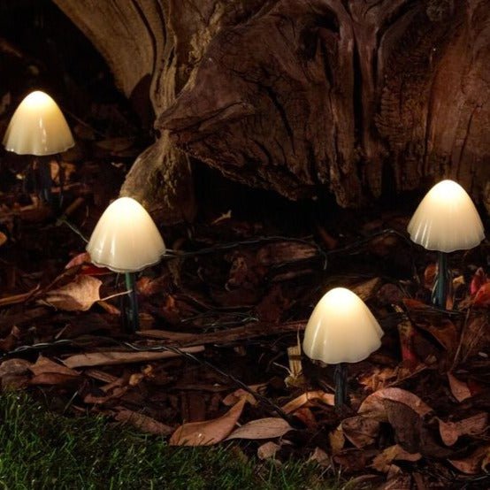 Whimsical Mushroom Solar LED Pathway Stakes 10-Pack PVC Waterproof Lights Automatic Dusk-to-Dawn Sensor Garden Patio Decor