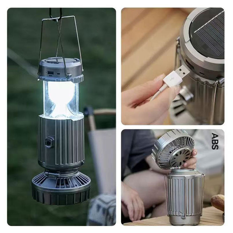 Serie Aventura | Ventilador para exteriores con luz solar y diseño portátil | Perfecto para acampar y disfrutar al aire libre