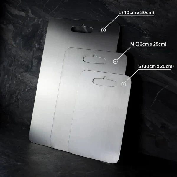 Stainless Steel Cutting Board Non-Porous Antibacterial Kitchen Prep Surface Knife-Safe Food Grade Metal Chopping Block for Home Cooking