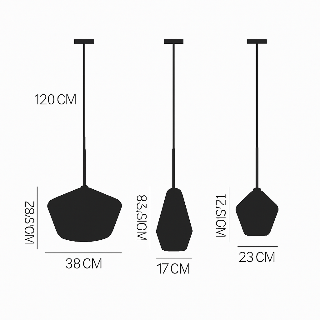 Contemporary Glass & Metal Pendant Light | E27 LED Hanging Fixture for Dining Room, Living Room, Bedroom & Kitchen Island Lighting