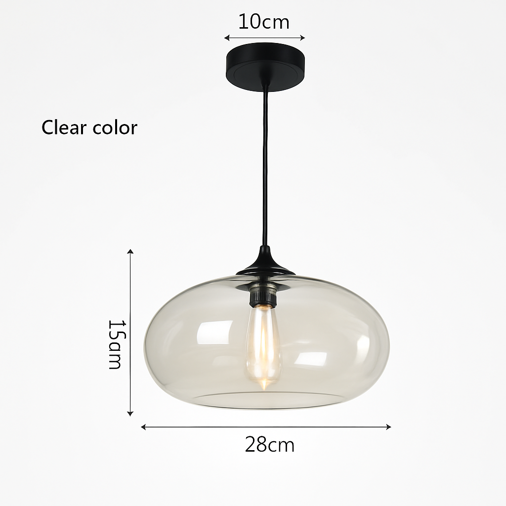 Glass Orb Pendant Light with Floating Inner Cylinder – Modern Hanging Fixture for Dining Room, Kitchen, Bedroom – Adjustable 59 in Cord