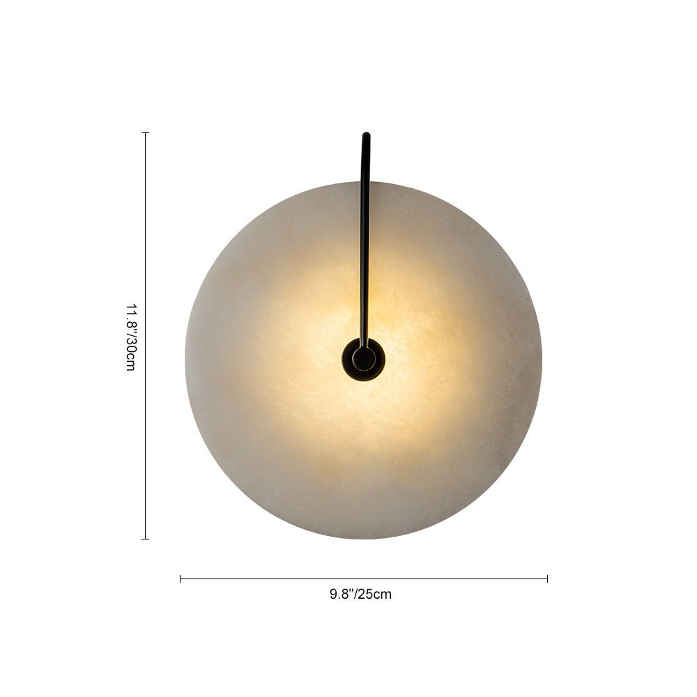 Modern Sconce Light with Circular Marble-Look Shade 5W LED Black & White for Bedrooms Hallways Living Rooms Mid-Century Accent Lighting