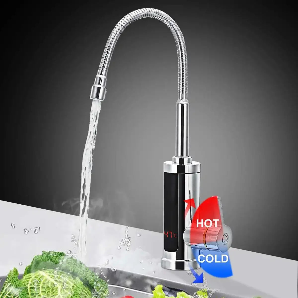 FlowHeat | Grifo eléctrico de 3000W para agua caliente instantánea con calentamiento rápido | Flujo de agua eficiente para cocinas y baños