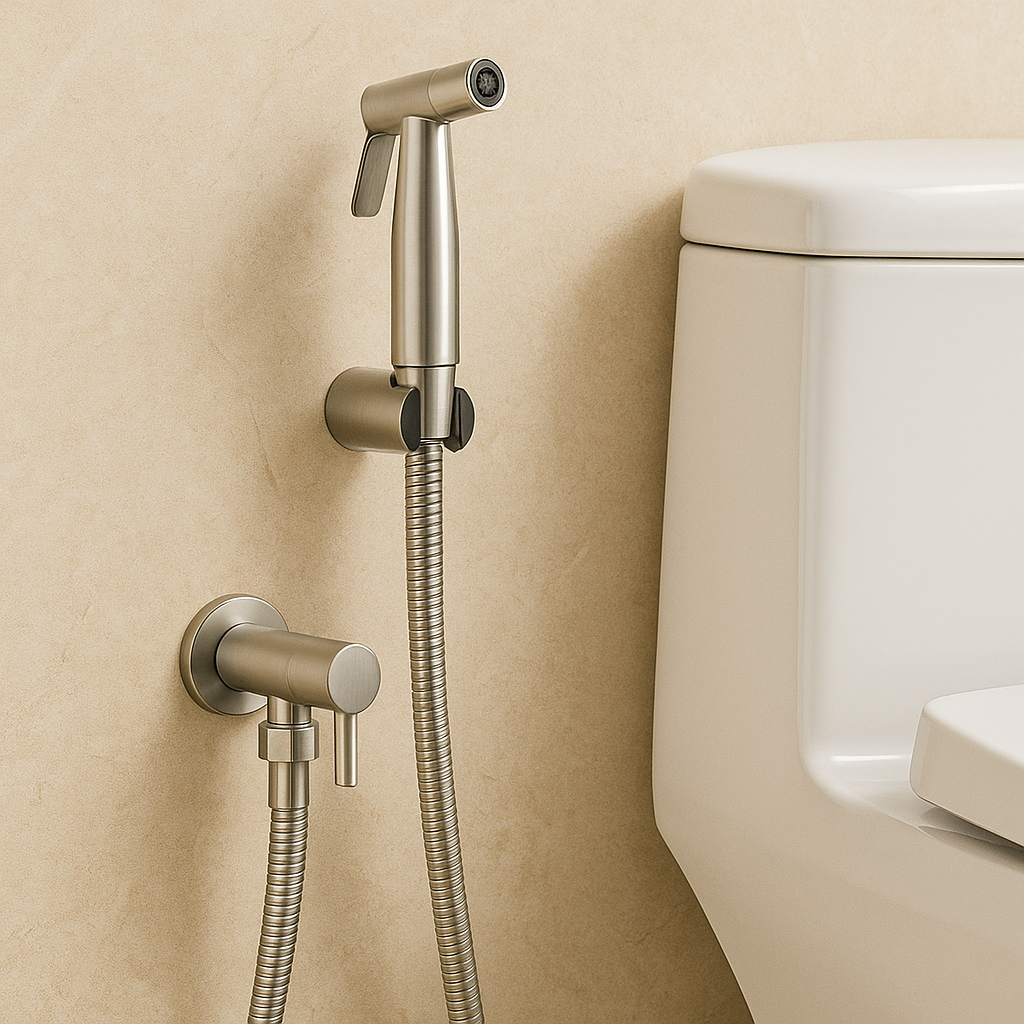 Rociador de bidé de acero inoxidable para inodoro con chorro ajustable | Diseño ergonómico de mano para una máxima higiene