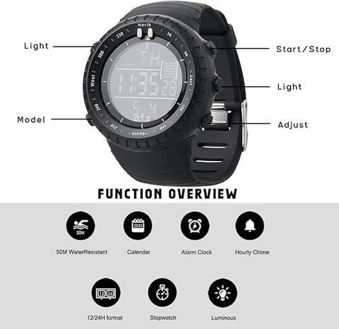 Reloj digital resistente, reloj resistente a los golpes con retroiluminación LED, reloj deportivo impermeable con alarma y cronómetro