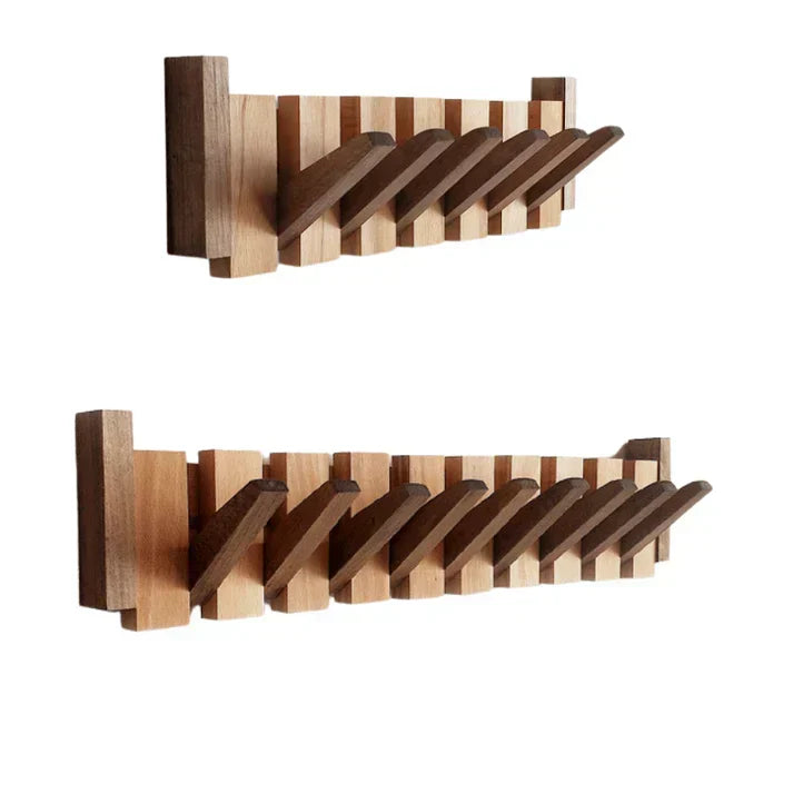 Wall-Mounted Entryway Hook Rack with Musical Keyboard Design in Real Wood Finish – 4, 6, or 8 Hooks for Coats, Hats, Scarves, Bags – Compact