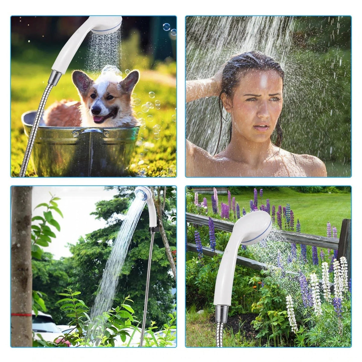 Outdoor Essentials | Portable Shower for Camping with Rechargeable Pump | Convenient Outdoor Rinsing Solution for Adventures