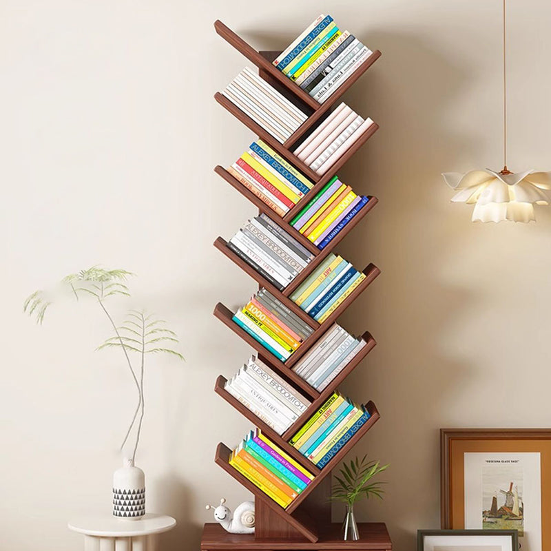 Multi-Tier Wooden Storage Rack 39 in Walnut Finish Open Shelving for Home Office Study Living Room Decorative Display