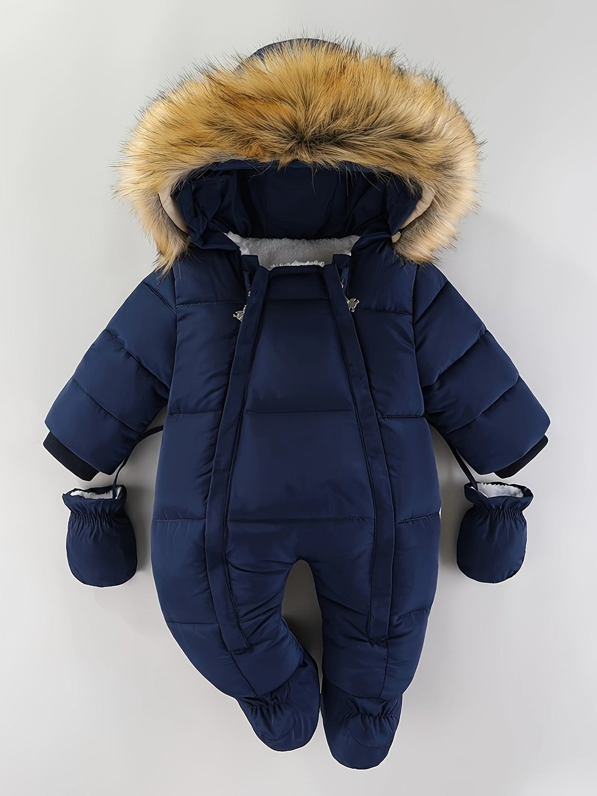 Insulated Infant Jumpsuit with Hood and Mittens for Stroller Trips | Cold Season One-Piece Outfit | Newborn Through 12 Months Gray Quilted B