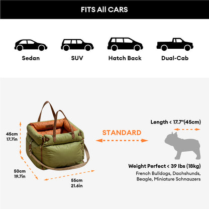 Portable Pet Travel Carrier Bed with Safety Leash for Small to Medium Dogs – Waterproof Faux Leather Car Booster Seat & Indoor Lounge