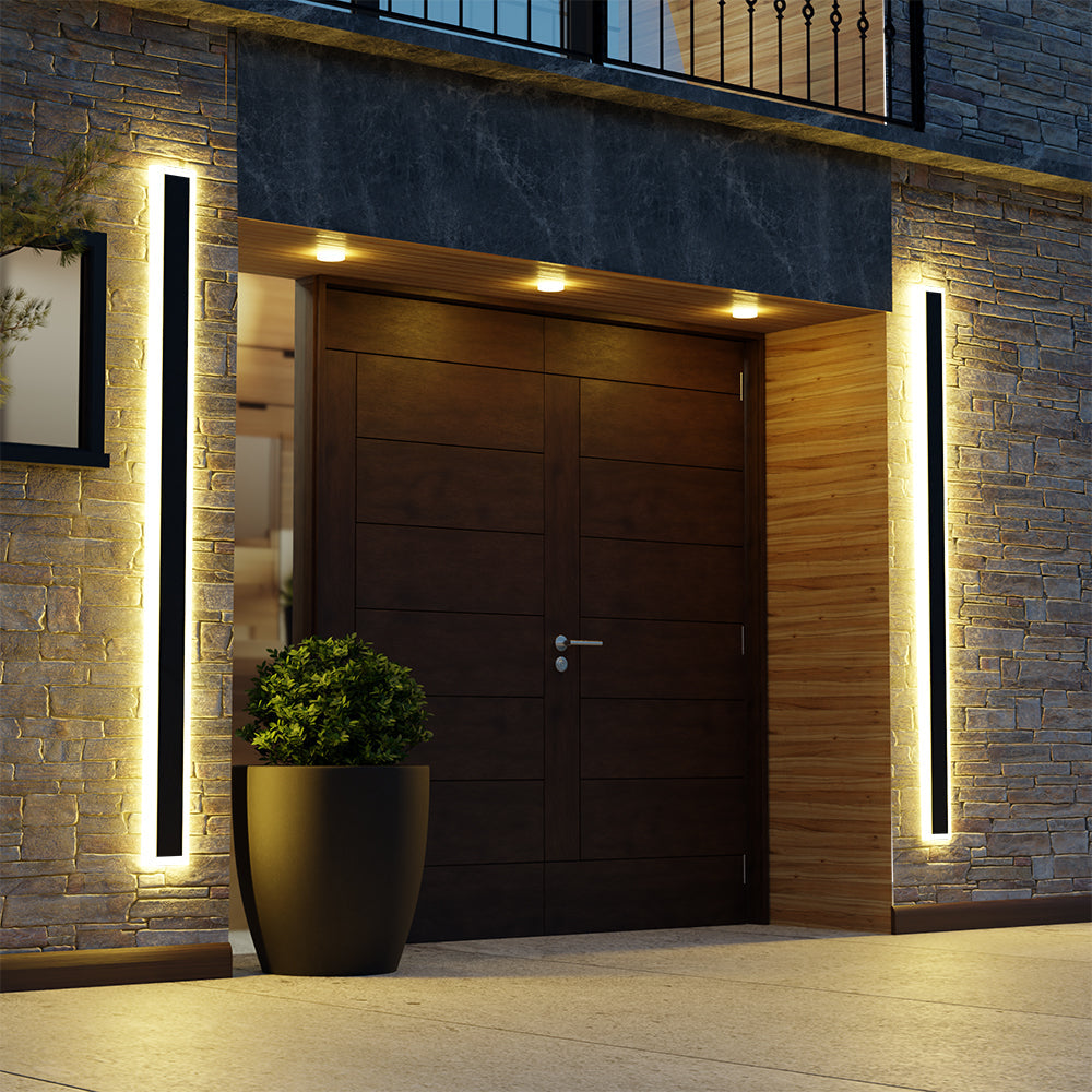 Outdoor Linear LED Wall Sconce 94.5 in Weatherproof Metal Fixture for Patio Exterior Entryway Modern Slim Profile Architecture Lighting