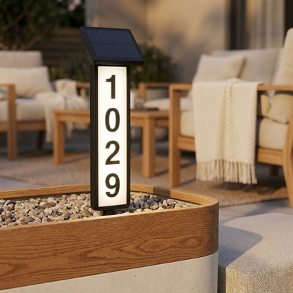 NIGHTBEACON – Solar House Address Sign for Evening Visibility
