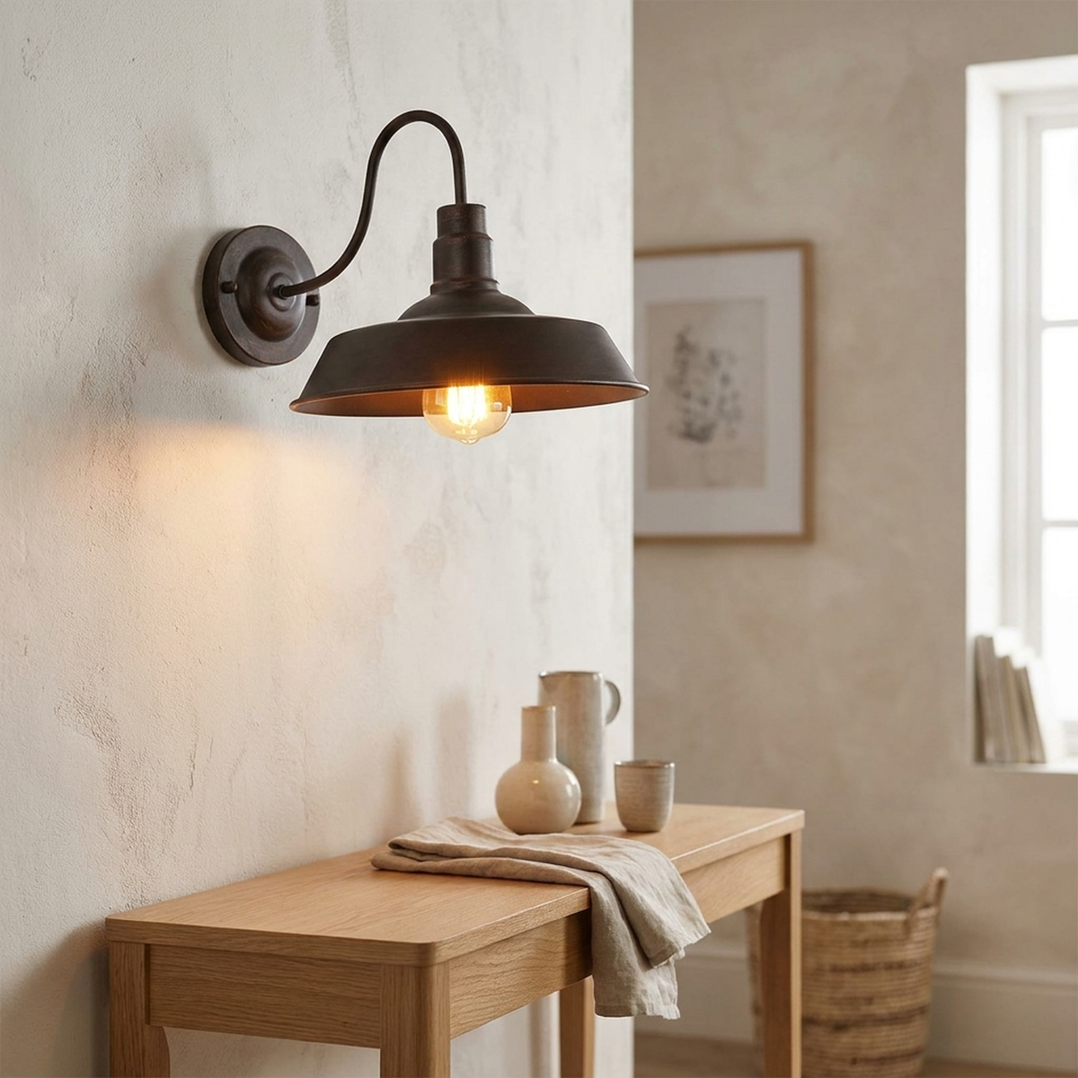 GOOSORA – Lámpara de pared tipo cuello de cisne para un ambiente rústico
