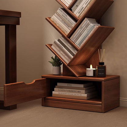 Multi-Tier Wooden Storage Rack 39 in Walnut Finish Open Shelving for Home Office Study Living Room Decorative Display