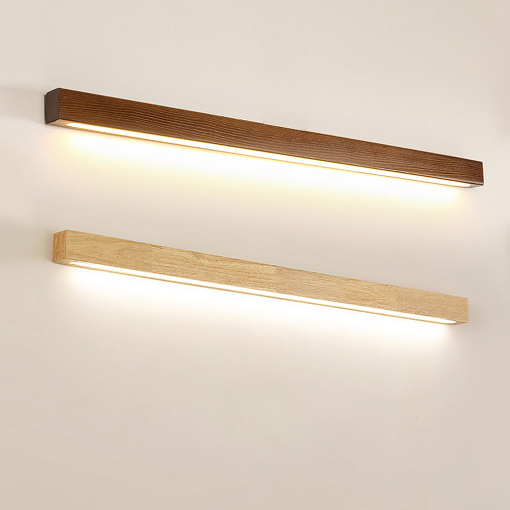 Linear LED Wood Sconce Adjustable 3-Color Temperature Vanity Mirror Light for Bathroom Bedroom Hallway Modern Nordic-Inspired Minimalist Amb