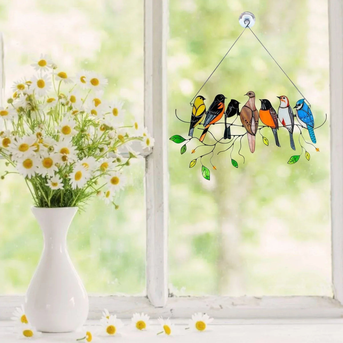 Metal Bird Window Catcher with Rainbow Glass Accents – Hanging Art Décor for Windows, Walls & Shelves