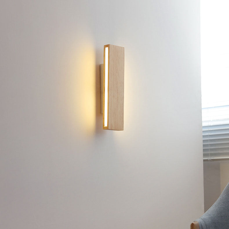 Hardwired LED Wall Sconce with Rotating Wood Frame and Acrylic Diffuser for Hallway, Bedroom, Living Room