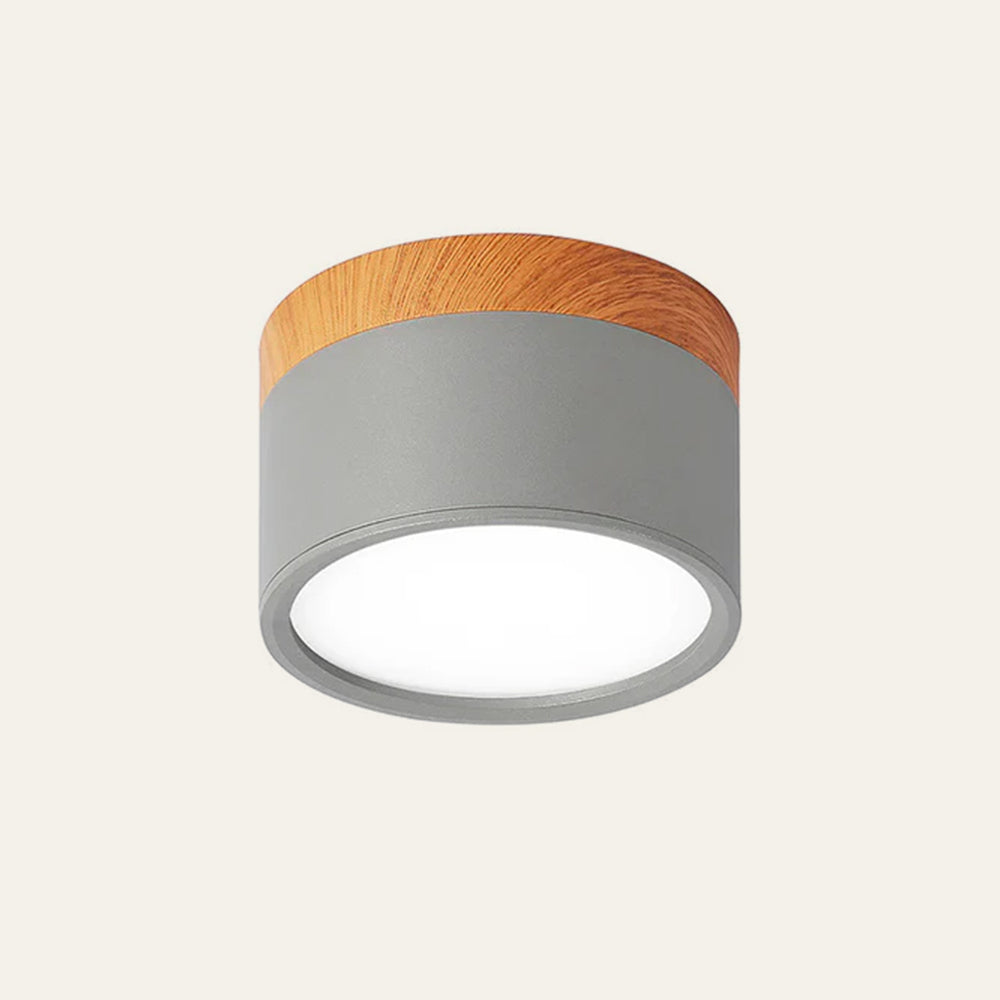 Round LED Flush Mount Light Fixture Wood Accent Aluminum 5W 7W for Entryway Bedroom Kitchen Hallway Ceiling Lamp Modern Minimalist Scandinav