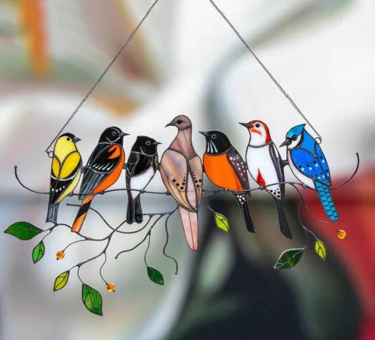 Metal Bird Window Catcher with Rainbow Glass Accents – Hanging Art Décor for Windows, Walls & Shelves