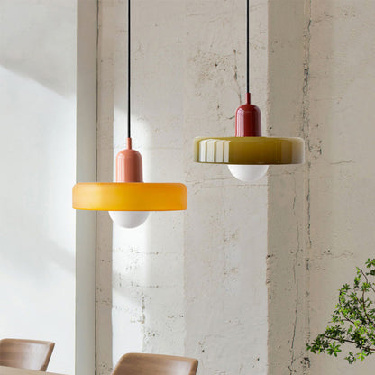 Handcrafted Art Glass Dome Pendant Light, Adjustable Modern Hanging Fixture for Dining Room Kitchen Island Living Room