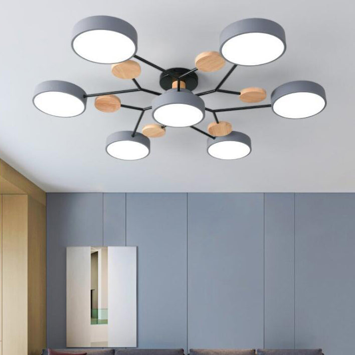 Modern Branch Sphere Semi-Flush Ceiling Light with Integrated LED for Bedrooms & Living Spaces