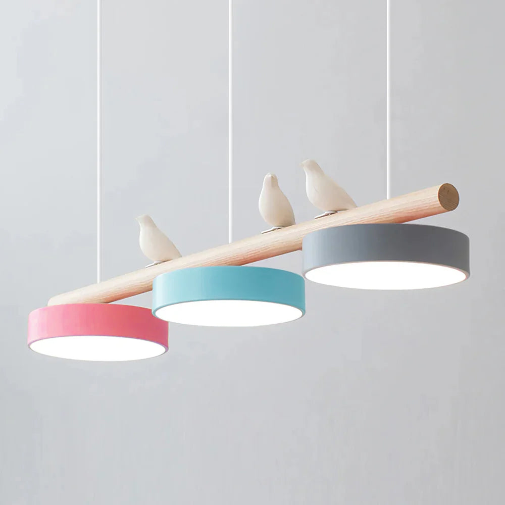 Bird Pendant Light with Adjustable Sculpture – Metal Wood Resin Modern Ceiling Lighting for Living Room Bedroom Dining Room – Dimmable LED