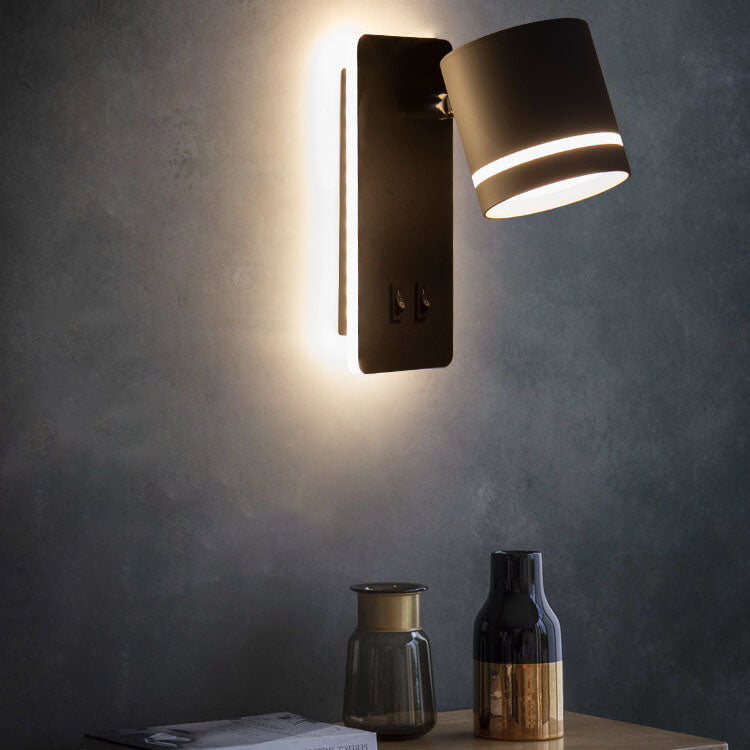 Adjustable LED Wall Sconce with Backlight – Rotatable Reading Light for Bedroom & Hallway – Modern Spotlight for Bedside & Living Room