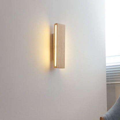 Rotating LED Wall Sconce with Wood Accent – Adjustable Minimalist Light for Bedroom & Living Room