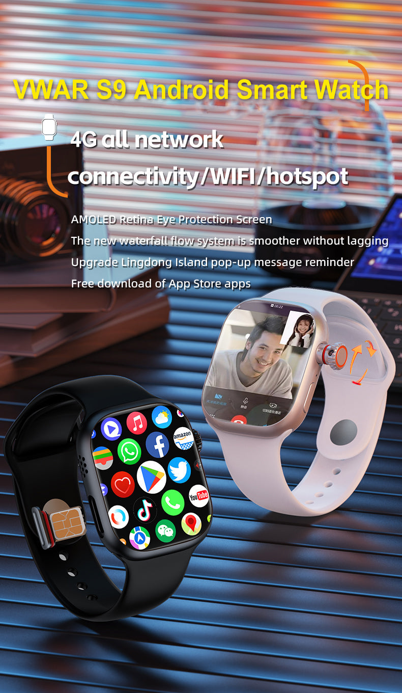 Android Smart Watch 4G with Retractable Camera, AMOLED Smartwatch with SIM Card Slot for Calls, WiFi Watch Phone