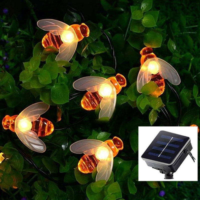 Solar Honeybee String Lights Outdoor Art Deco Multi-Color LED Garden Patio Decorative Light Strand Weatherproof for Yard Deck Fence Party