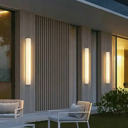 Outdoor LED Sconce Resin Vertical Design 24 in Weatherproof Patio Entry Porch Fixture Modern Exterior Lighting for Home Walkways